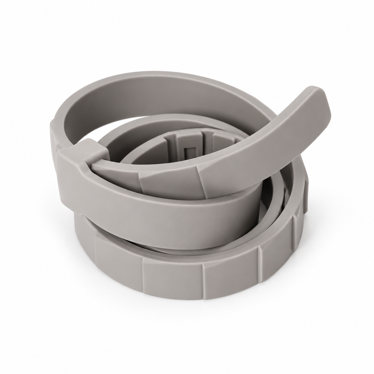 Collar PetWell gris flexible y ajustable sobre fondo blanco